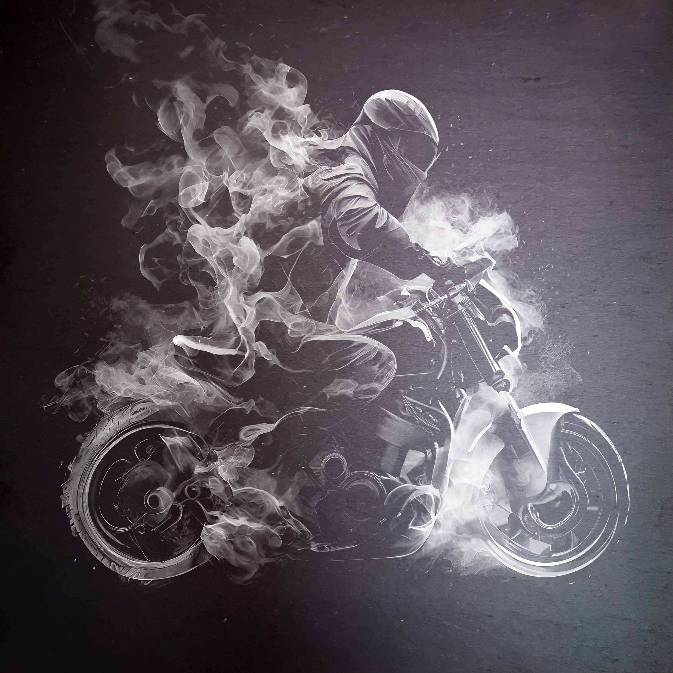 Pizarra - El camino del motociclista en humo