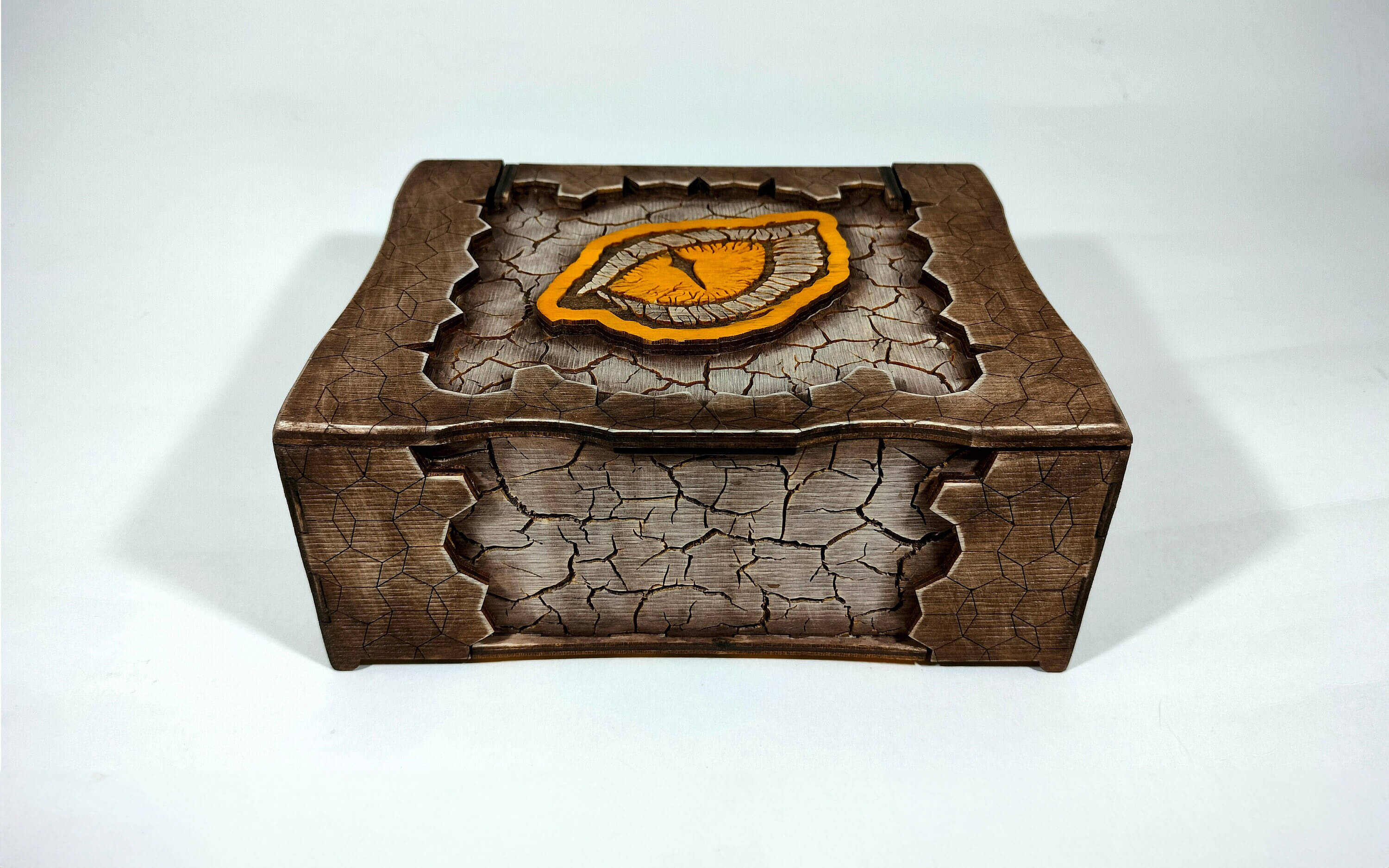 Handcrafted Jewelry Box with Motif in Wood Relief