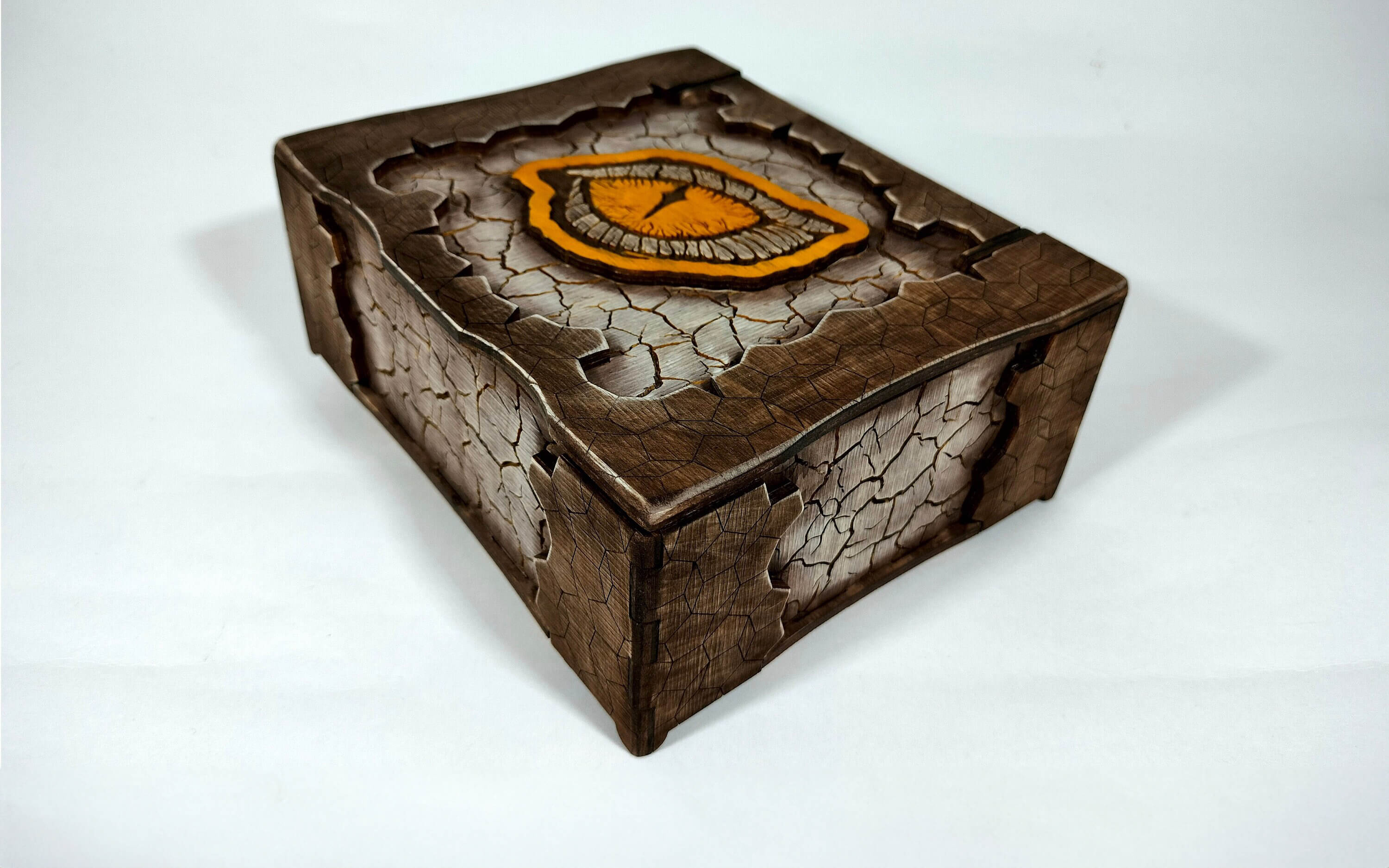 Handcrafted Jewelry Box with Motif in Wood Relief
